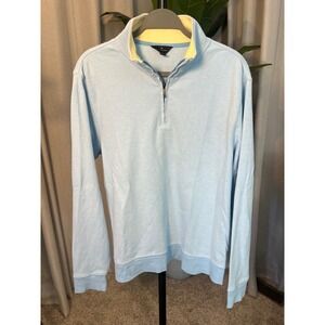 Brooks Brothers Mens Light Blue Quarter Zip Pullover Sweater Size M Pique Knit